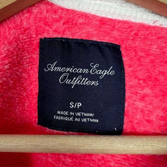 American Eagle Outfitters Small Fleece Lined Full Zip Sweater Hoodie Bright Pink - Picture 3 of 12